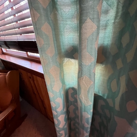 Teal 2 PC Boho Curtain Set - Picture 2 of 3